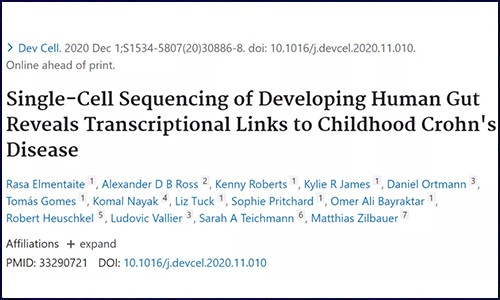 Dev Cell|“胚胎、胎兒、兒童”的腸道單細(xì)胞圖譜，揭示引發(fā)兒童克羅恩病相關(guān)轉(zhuǎn)錄事件