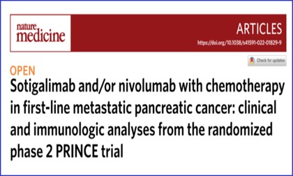 文獻(xiàn)分享 |Olink 新文 IF>50，PRINCE 二期實驗發(fā)現(xiàn)聯(lián)合免疫治療聯(lián)合化療能使胰腺癌生存率提高 65%