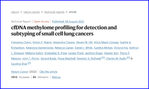 Nature 子刊 | 全基因組 cfDNA 甲基化分析可實(shí)現(xiàn)小細(xì)胞肺癌的靈敏檢測(cè)、預(yù)后監(jiān)測(cè)及分子分型