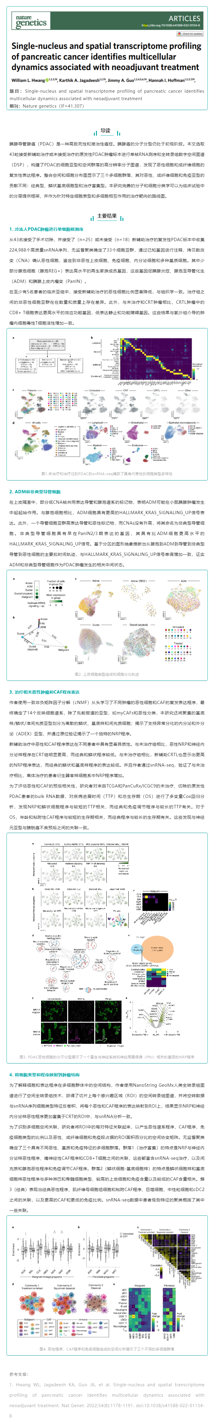 胰腺癌的單核和空間轉(zhuǎn)錄組分析識別與新輔助治療相關(guān)的多細(xì)胞動力學(xué)