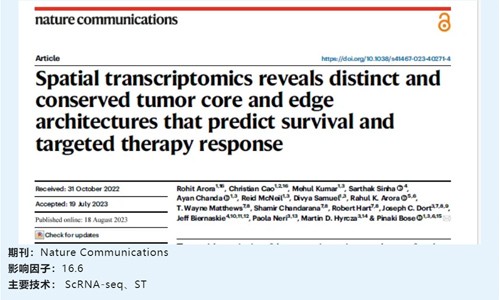 文獻(xiàn)解讀 | 空間轉(zhuǎn)錄組學(xué)揭示了獨(dú)特和保守的腫瘤核心和邊緣結(jié)構(gòu)，預(yù)測生存和靶向治療反應(yīng)